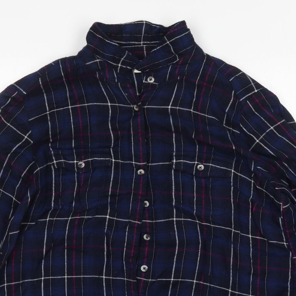 FatFace Womens Multicoloured Plaid Viscose Basic Button-Up Size 16 Collared