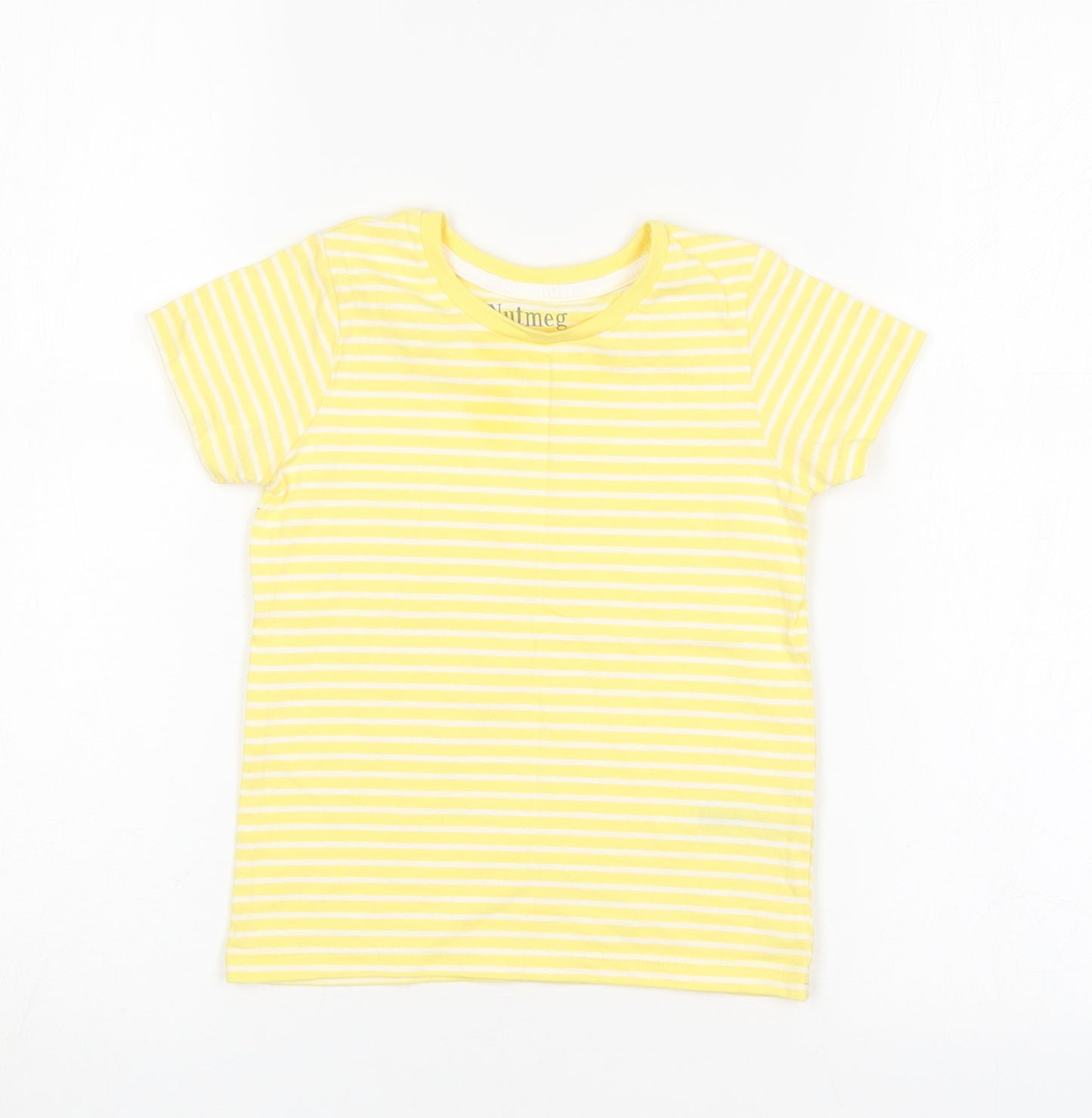 Nutmeg Girls Multicoloured Striped Cotton Basic T-Shirt Size 4-5 Years Round Neck