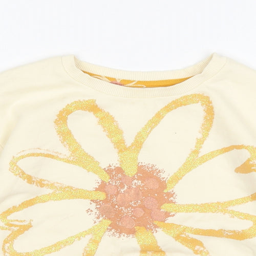 Nutmeg Girls Beige Floral Cotton Pullover Sweatshirt Size 4-5 Years