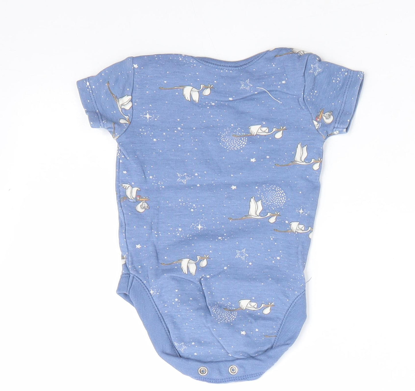 Disney Baby at George Boys Blue Animal Print Cotton Romper One-Piece Size 0-3 Months  Snap - Storks and stars Mid Blue
