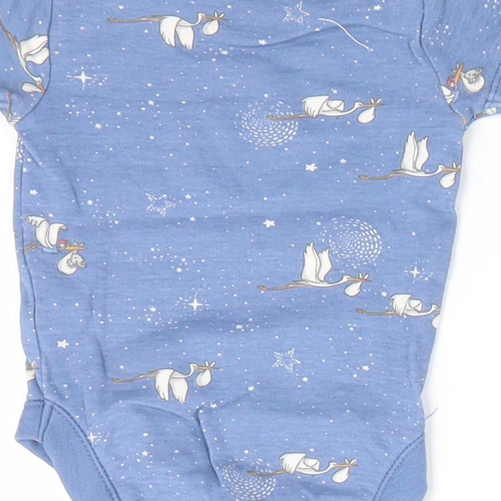 Disney Baby at George Boys Blue Animal Print Cotton Romper One-Piece Size 0-3 Months  Snap - Storks and stars Mid Blue