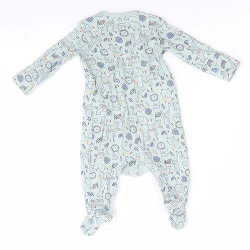 Matalan Boys Green Animal Print Cotton Babygrow One-Piece Size 0-3 Months  Snap - Sage Green Lion Leopard Elephant Giraffe