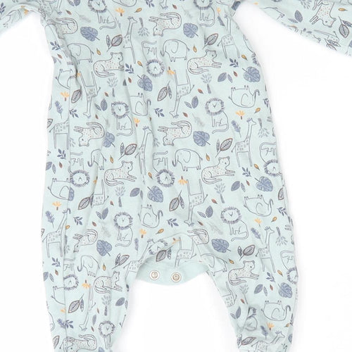 Matalan Boys Green Animal Print Cotton Babygrow One-Piece Size 0-3 Months  Snap - Sage Green Lion Leopard Elephant Giraffe