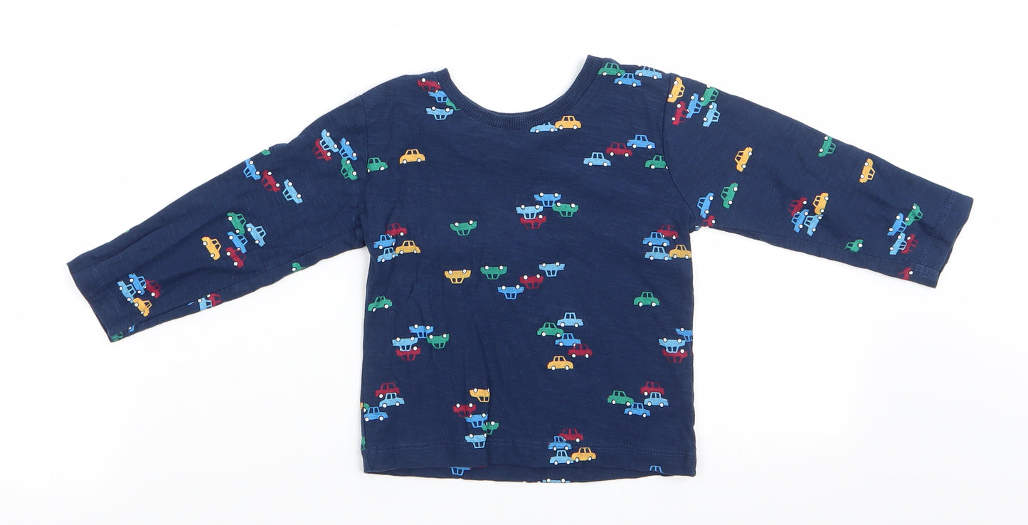 Matalan Boys Blue  Cotton Jersey Casual Size 12-18 Months Round Neck Pullover - Cars Red Blue Green Yello