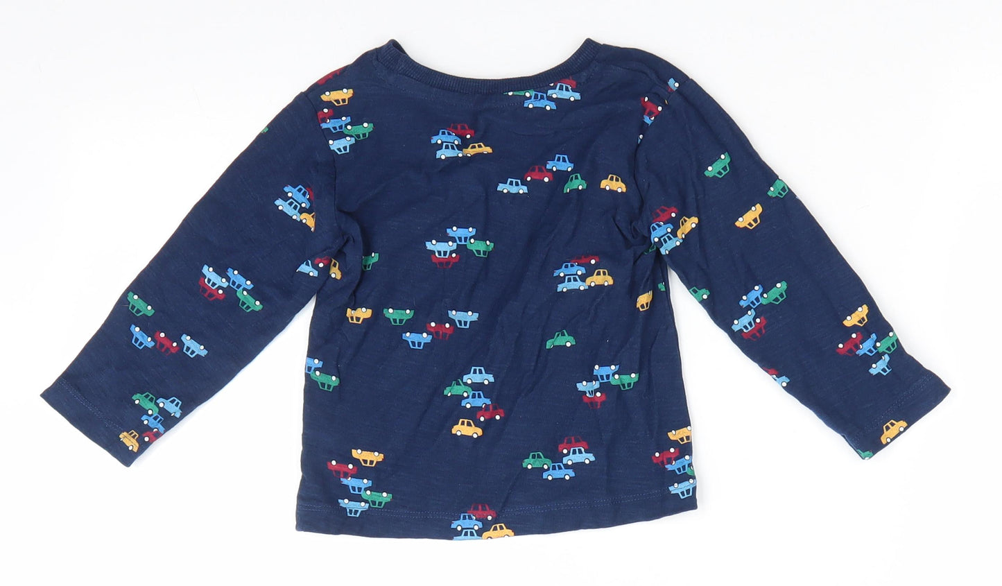 Matalan Boys Blue  Cotton Jersey Casual Size 12-18 Months Round Neck Pullover - Cars Red Blue Green Yello