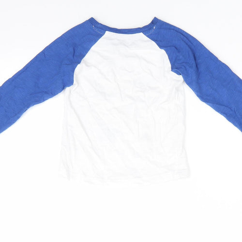 Matalan Boys White Colourblock Cotton  Pyjama Top Size 12-18 Months  Pullover - Blue Sleeves Favourite things to do with Daddy... Play football