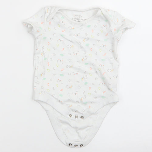 Little Ones by F&F Boys White  Cotton Romper One-Piece Size 9-12 Months  Snap - Sun Clouds Ducks Apples Bears Rainsbows