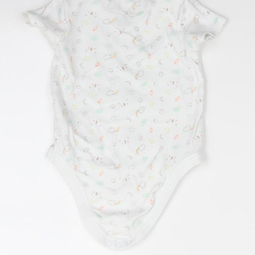 Little Ones by F&F Boys White  Cotton Romper One-Piece Size 9-12 Months  Snap - Sun Clouds Ducks Apples Bears Rainsbows