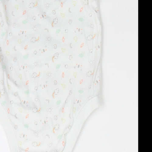 Little Ones by F&F Boys White  Cotton Romper One-Piece Size 9-12 Months  Snap - Sun Clouds Ducks Apples Bears Rainsbows