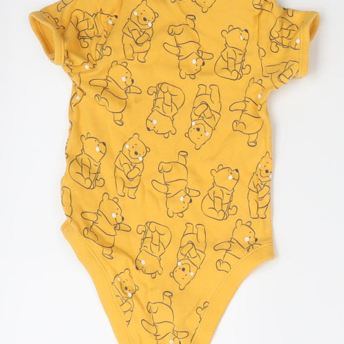 Disney at George Boys Yellow Animal Print Cotton Romper One-Piece Size 12-18 Months  Snap - Pooh Bear