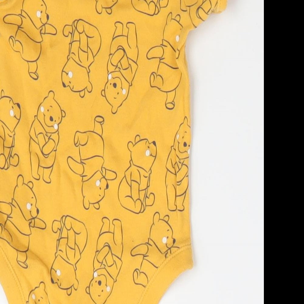 Disney at George Boys Yellow Animal Print Cotton Romper One-Piece Size 12-18 Months  Snap - Pooh Bear