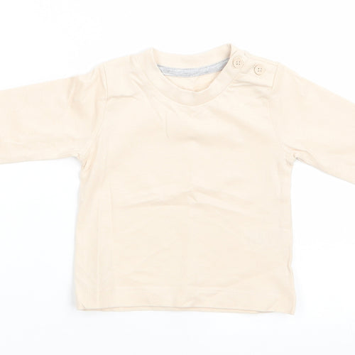 Matalan Boys Beige  Cotton Jersey Casual Size 0-3 Months Round Neck Button - Pale beige