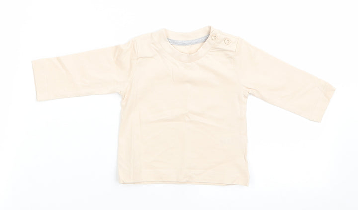 Matalan Boys Beige Cotton Jersey Casual Size 0-3 Months Round Neck Button - Pale beige