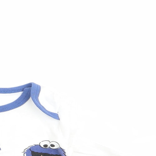Sesame Street Boys Multicoloured Animal Print Cotton  Pyjama Set Size 0-3 Months  Pullover - Smile and eat all the cookies