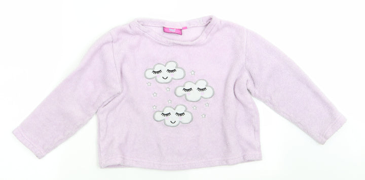 Selena Girl Girls Purple Solid Polyester Top Pyjama Top Size 9-10 Years Pullover - Lilac Clouds & Stars