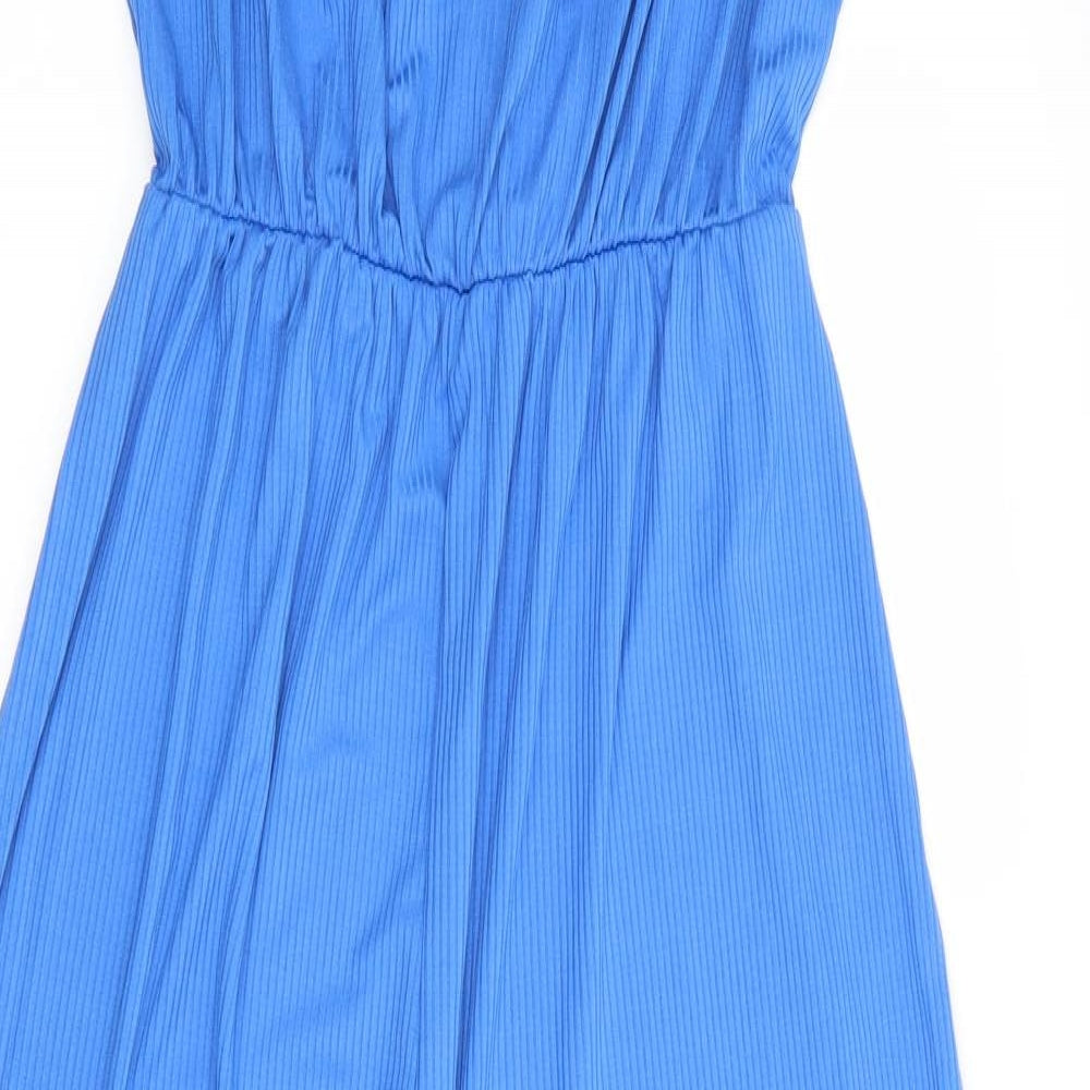 George Womens Blue  Polyester Jumpsuit One-Piece Size 14 L29 in Pullover - Sky Blue Rib effect finish