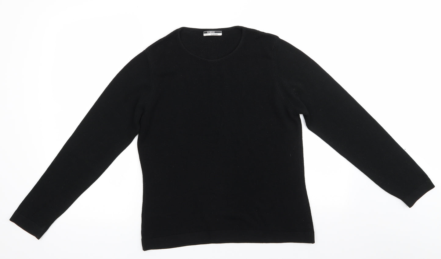 George Essentials Womens Black Round Neck  Acrylic Pullover Jumper Size 16   - Cuff & hem banding