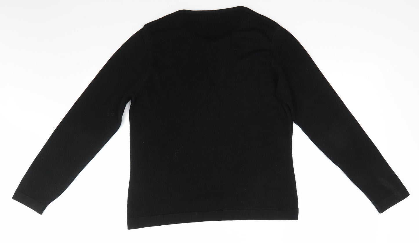 George Essentials Womens Black Round Neck  Acrylic Pullover Jumper Size 16   - Cuff & hem banding