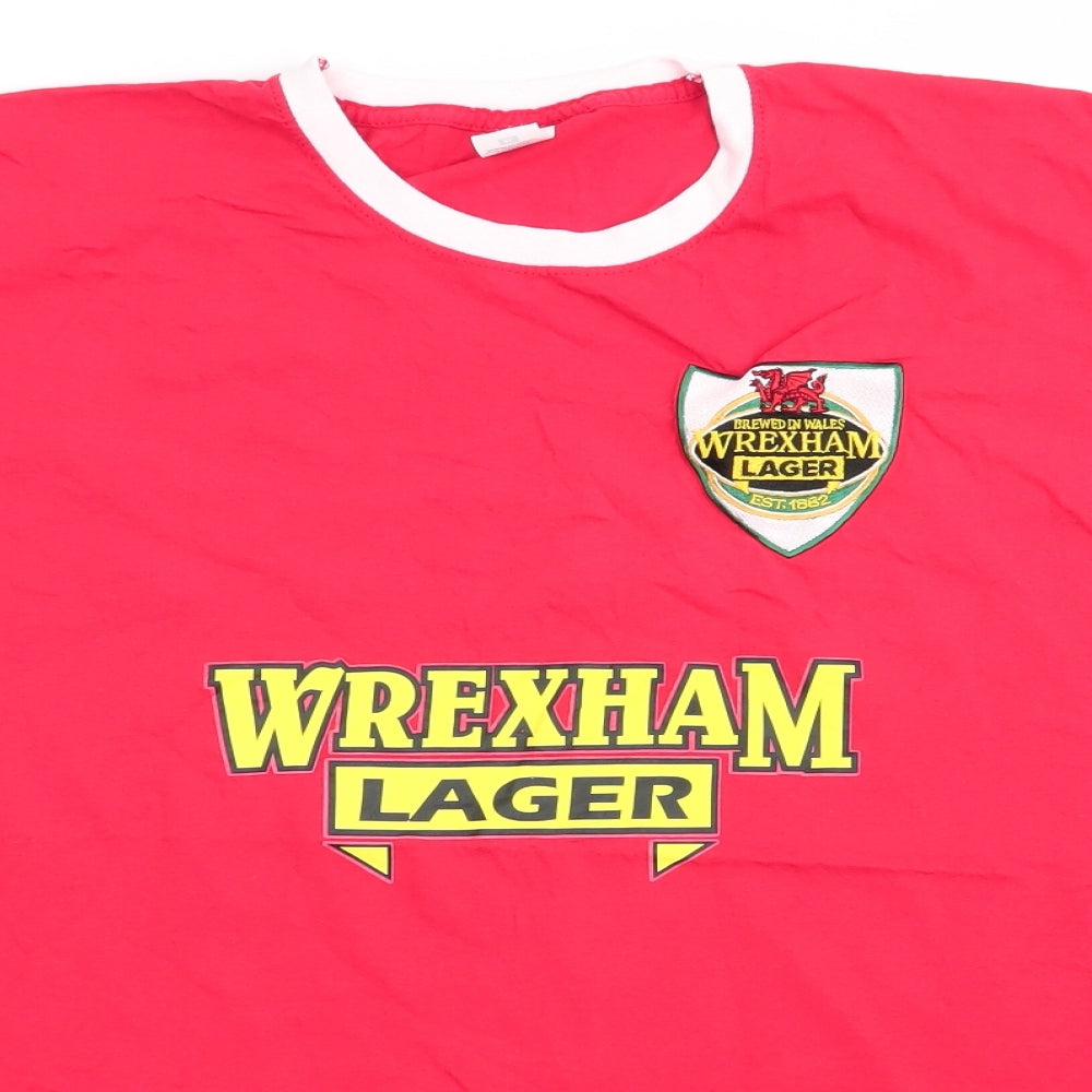 Fruit of the Loom Mens Red  Cotton  T-Shirt Size XL Round Neck  - Wrexham Lager