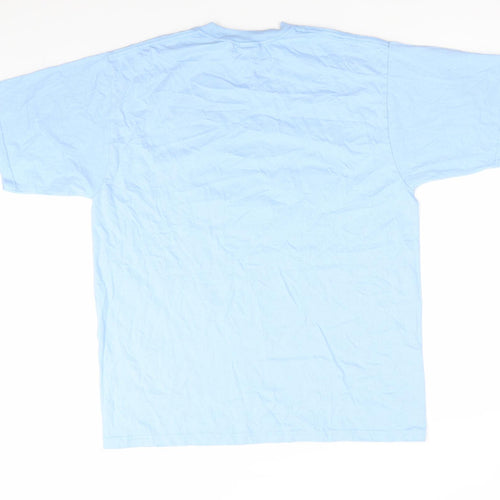Russell Mens Beige  Cotton  T-Shirt Size M Round Neck  - Wrexham Lager Pale Blue
