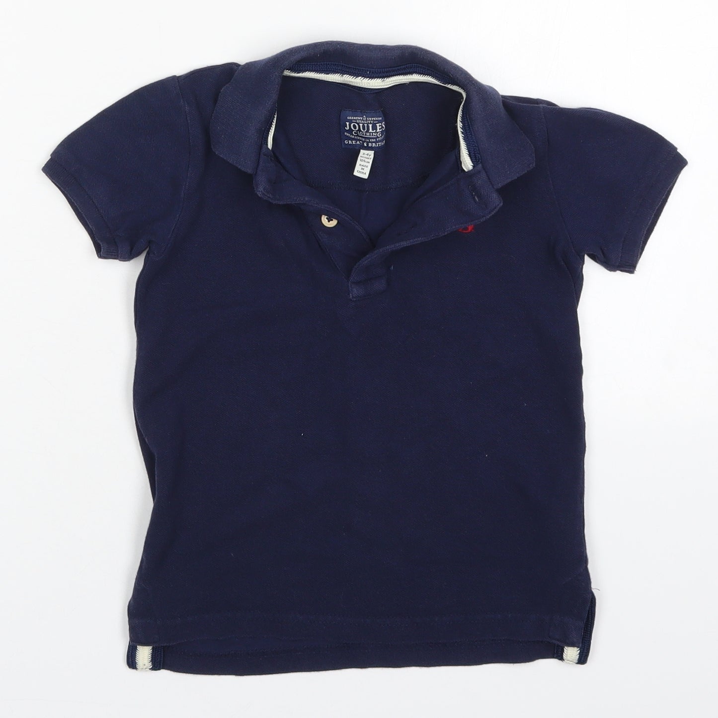 Joules Boys Blue  Cotton Basic Polo Size 3-4 Years Collared Pullover