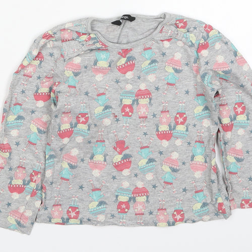 George Girls Grey  Cotton Basic T-Shirt Size 4-5 Years Round Neck Pullover - Girl Winter Fashion Friends