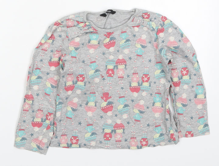 George Girls Grey  Cotton Basic T-Shirt Size 4-5 Years Round Neck Pullover - Girl Winter Fashion Friends