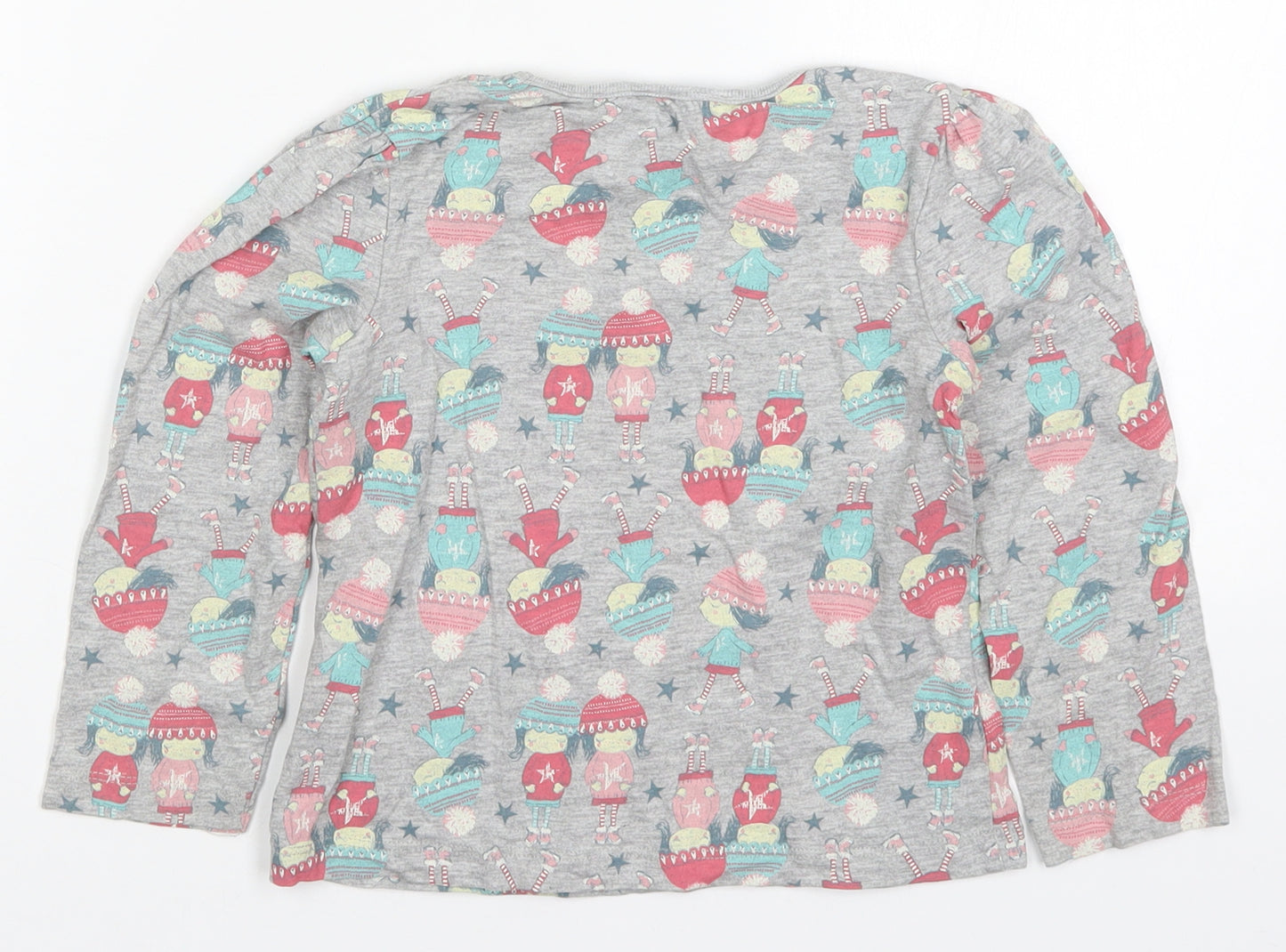 George Girls Grey  Cotton Basic T-Shirt Size 4-5 Years Round Neck Pullover - Girl Winter Fashion Friends
