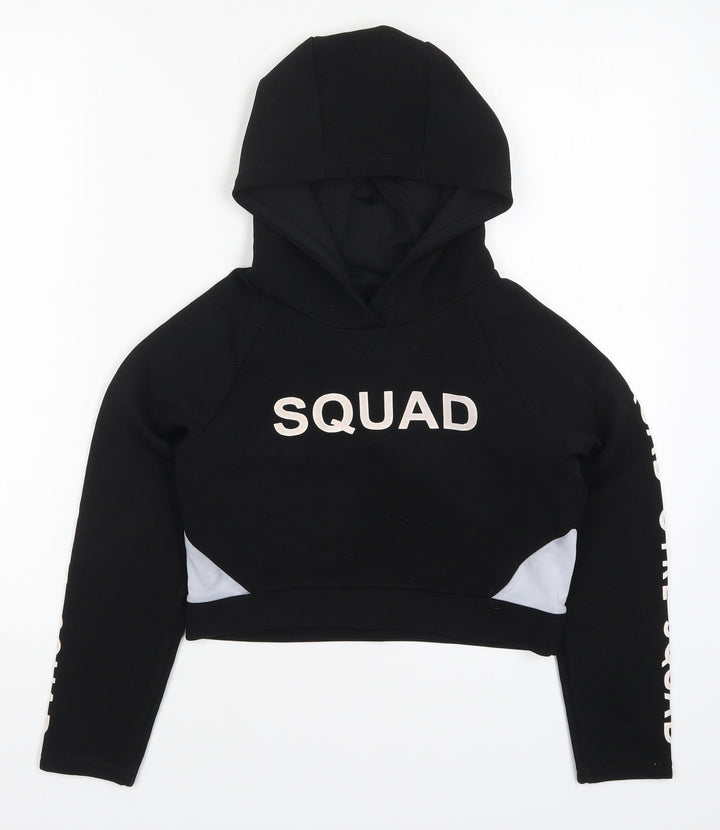 Young Dimension Girls Black Polyester Pullover Hoodie Size 9-10 Years Pullover - Girl Squad