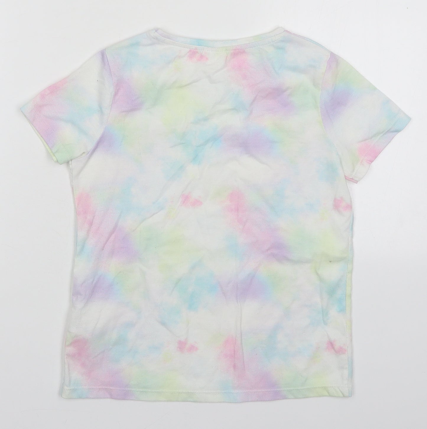 F&F Girls Multicoloured  Polyester Basic T-Shirt Size 8-9 Years Crew Neck Pullover - California Venice Beach Abstract