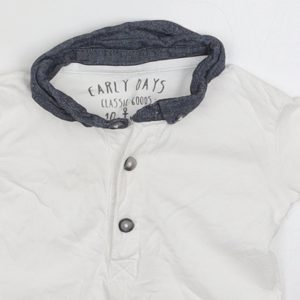 Early Days Boys White  Cotton Basic Polo Size 9-12 Months Collared Pullover