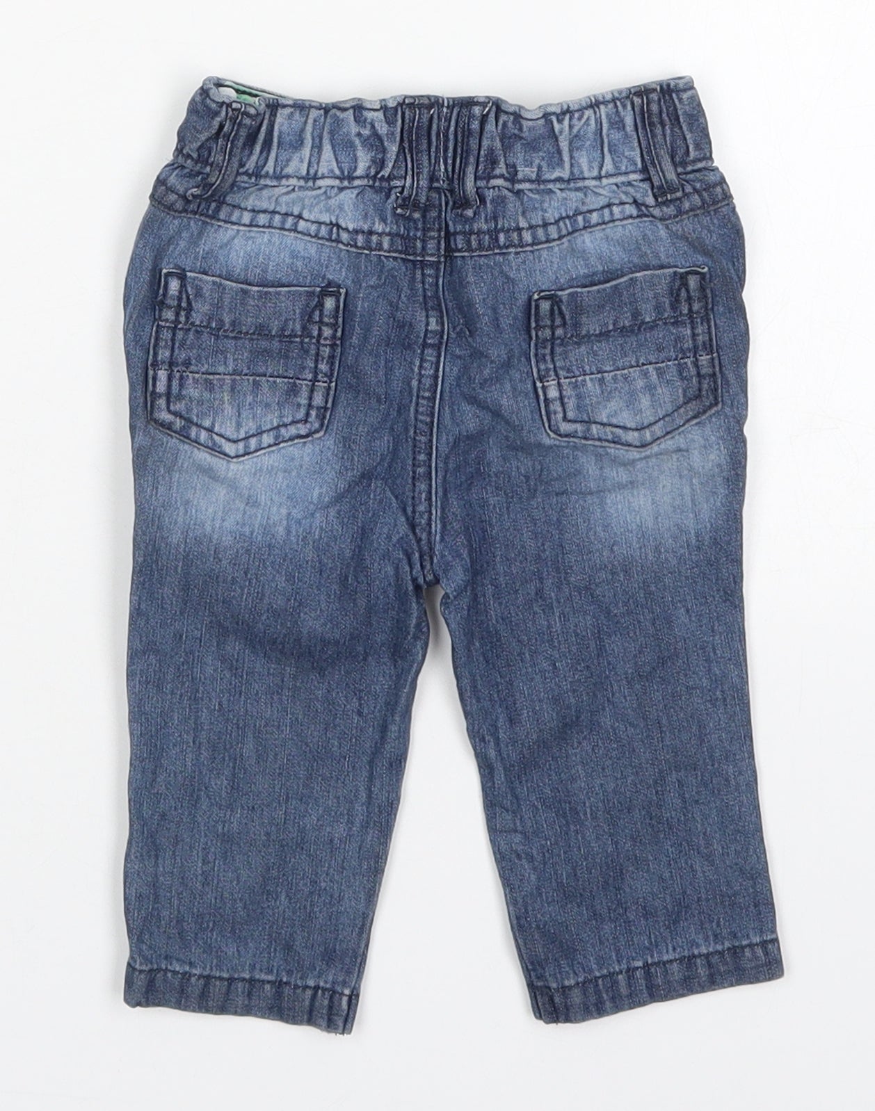 BHS Boys Blue  Cotton Capri Jeans Size 3-6 Months  Button
