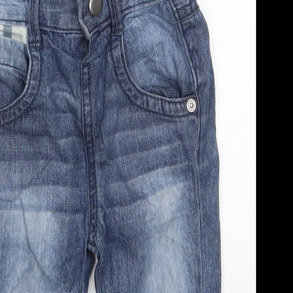 BHS Boys Blue  Cotton Capri Jeans Size 3-6 Months  Button