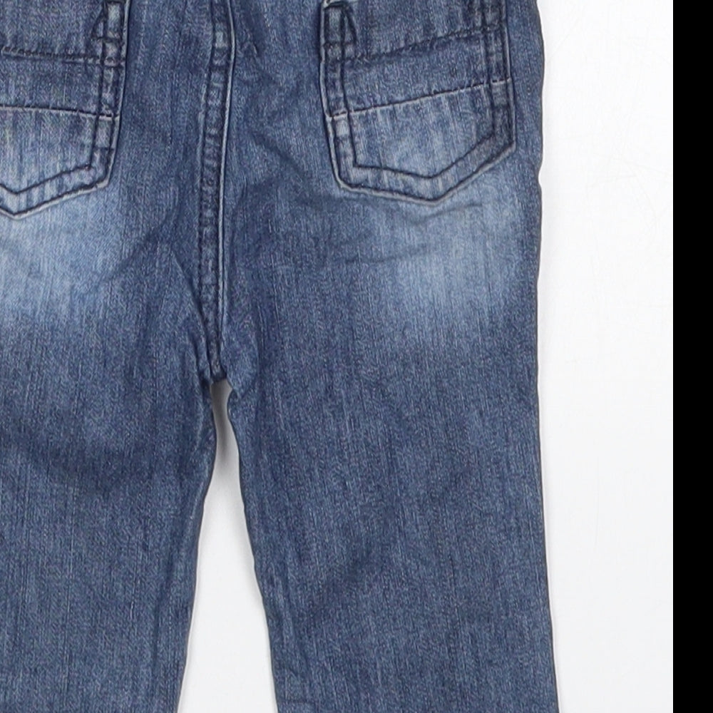BHS Boys Blue  Cotton Capri Jeans Size 3-6 Months  Button