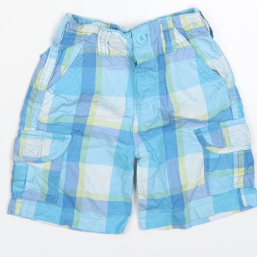Early Days Boys Blue Check Cotton Cropped Trousers Size 12-18 Months  Button