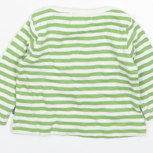 Babaluno Boys Green Striped Cotton Basic T-Shirt Size 6-9 Months Round Neck Pullover - When I Grow Up I Want to Be a Racing Driver
