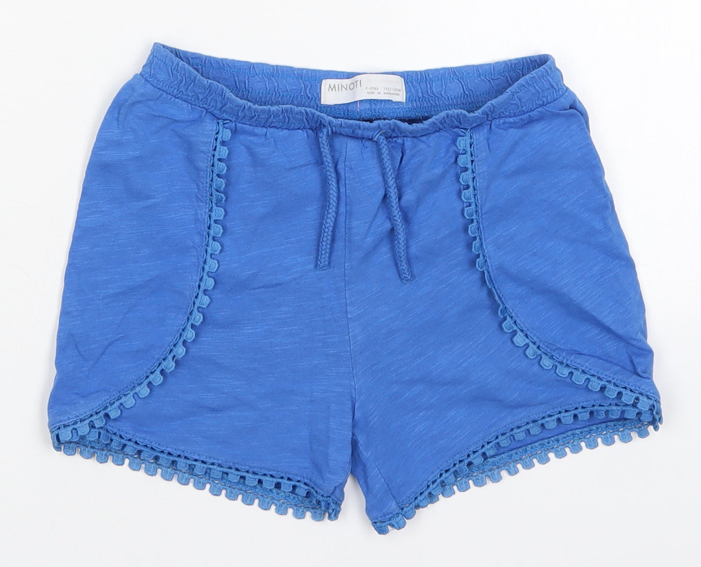 Minoti Girls Blue  Cotton Sweat Shorts Size 7-8 Years  Regular Drawstring