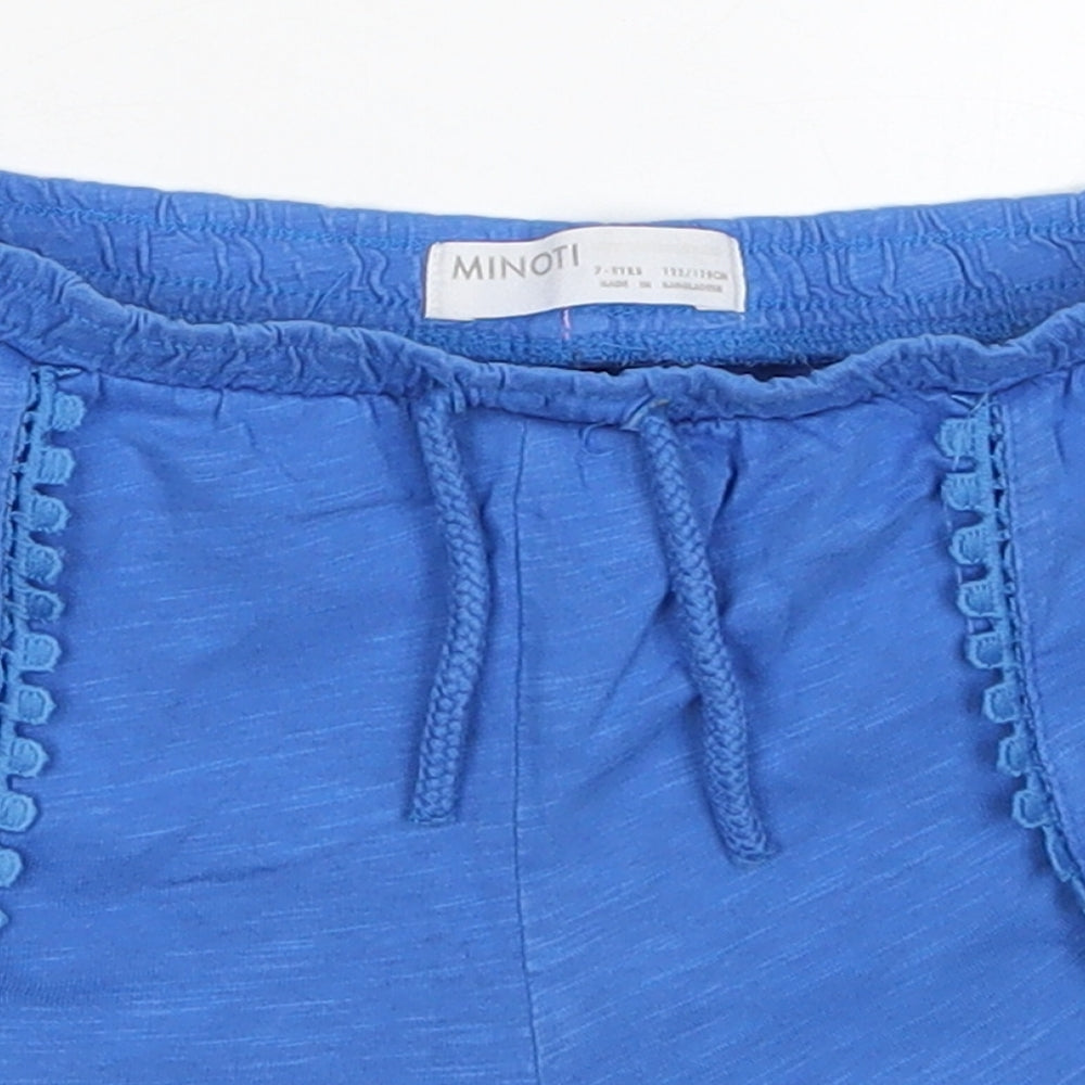 Minoti Girls Blue  Cotton Sweat Shorts Size 7-8 Years  Regular Drawstring