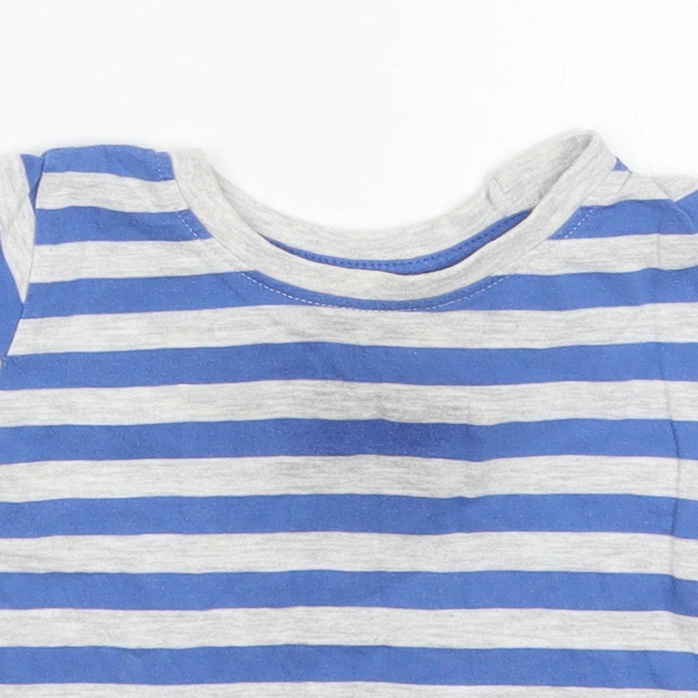 Primark Boys Blue Striped Cotton Basic T-Shirt Size 12-18 Months Crew Neck Pullover