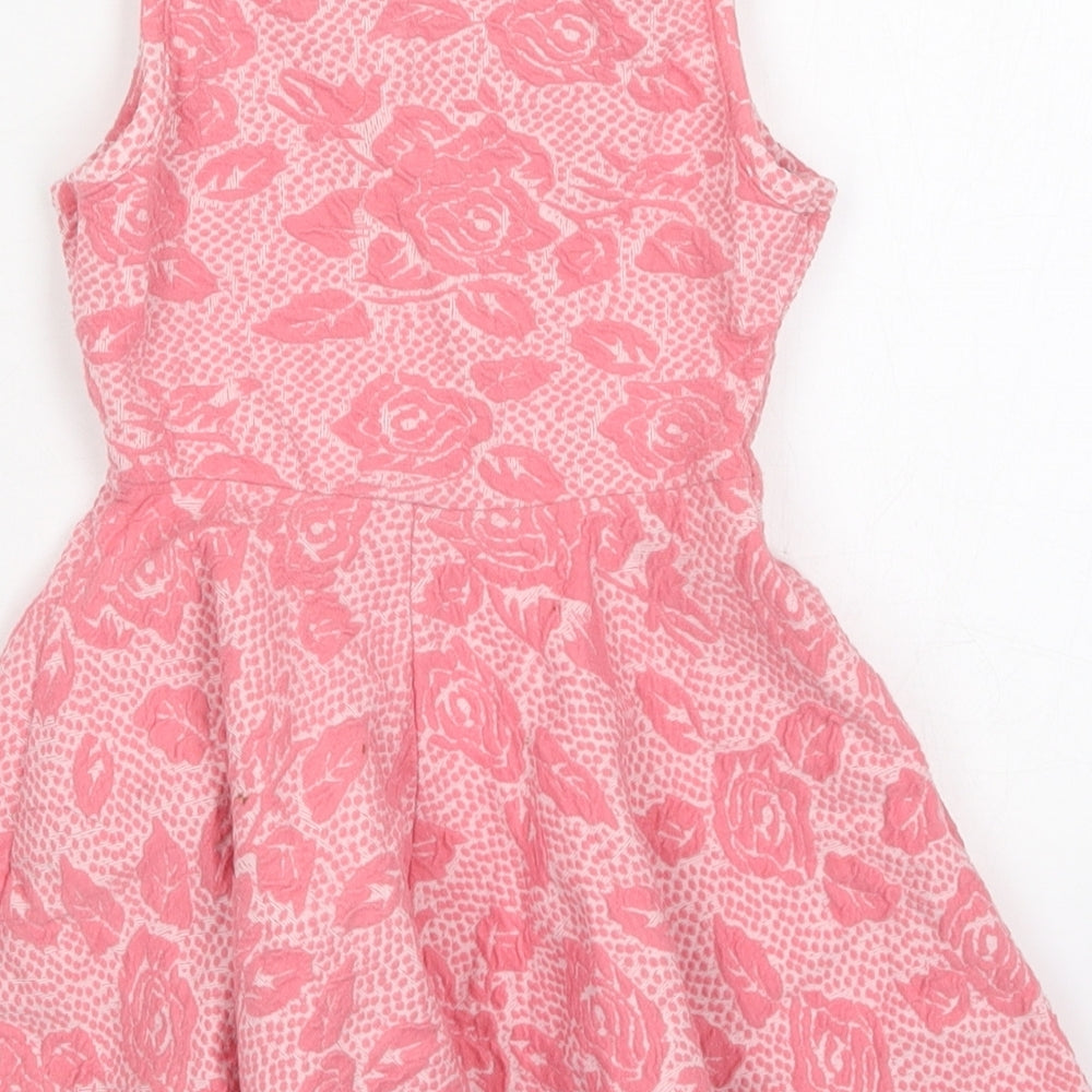 Young Dimension Girls Pink Floral Cotton Kaftan  Size 4-5 Years  Round Neck Button