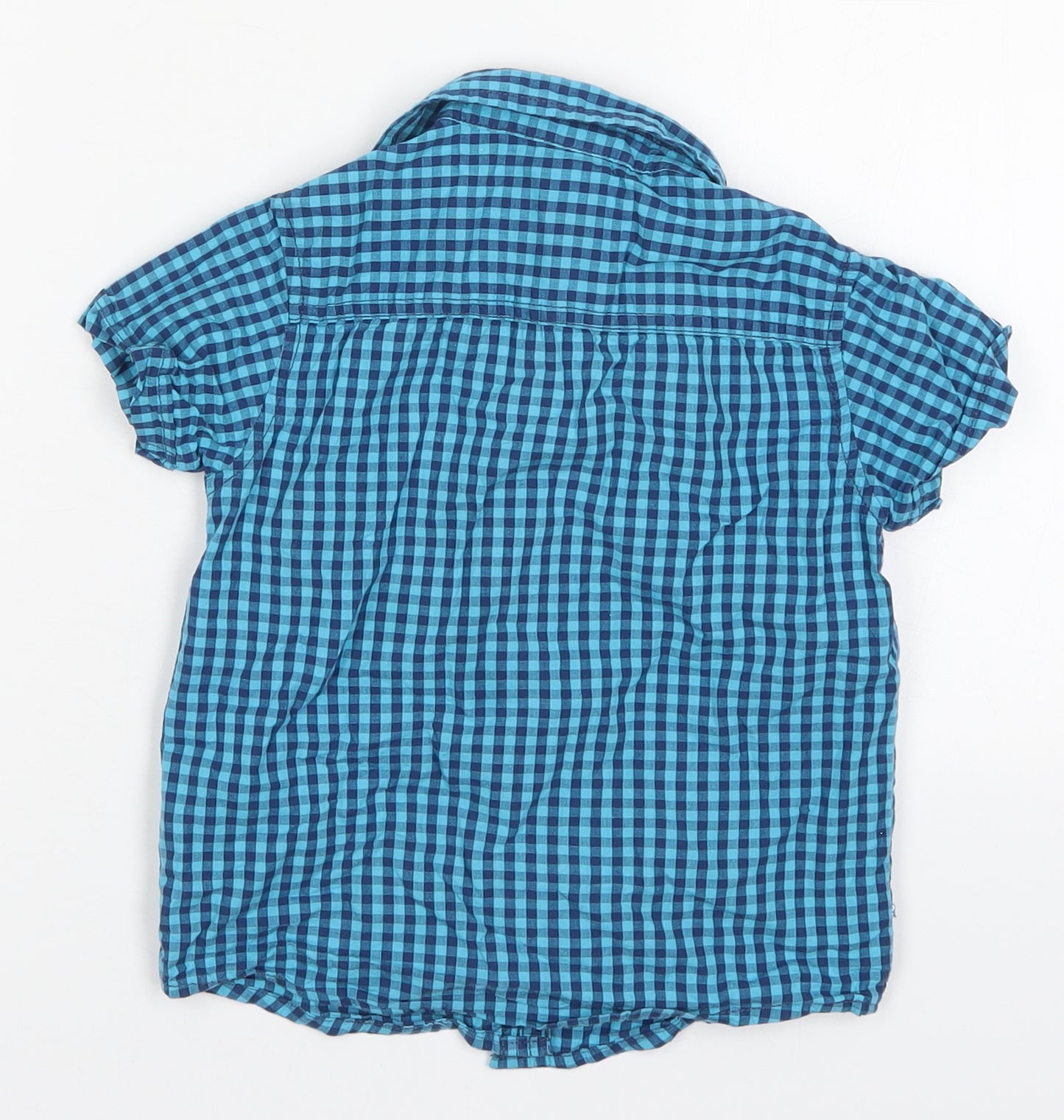 Primark Boys Blue Check Cotton Basic Button-Up Size 3-4 Years Collared Button