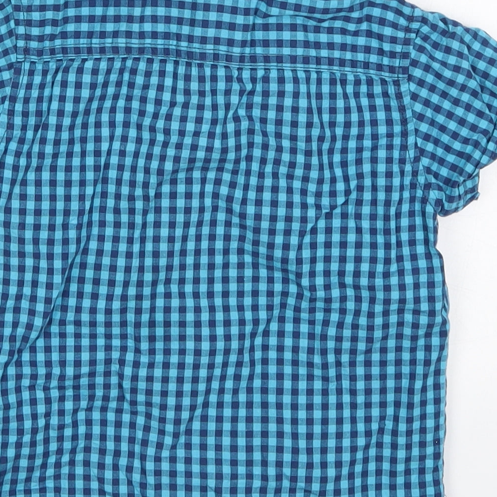 Primark Boys Blue Check Cotton Basic Button-Up Size 3-4 Years Collared Button