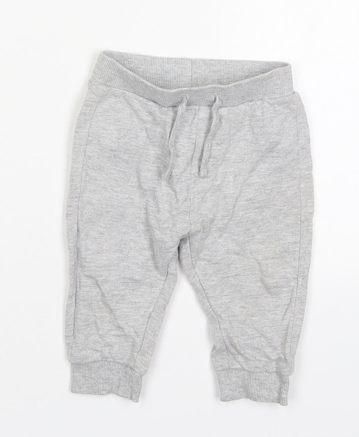 TU Boys Grey Cotton Sweatpants Trousers Size 6-9 Months Drawstring