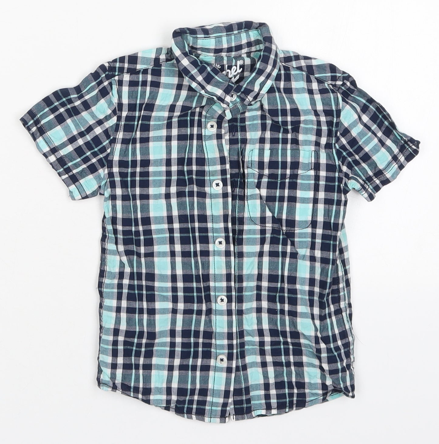 Primark Boys Blue Check Cotton Basic Button-Up Size 2-3 Years Collared Button