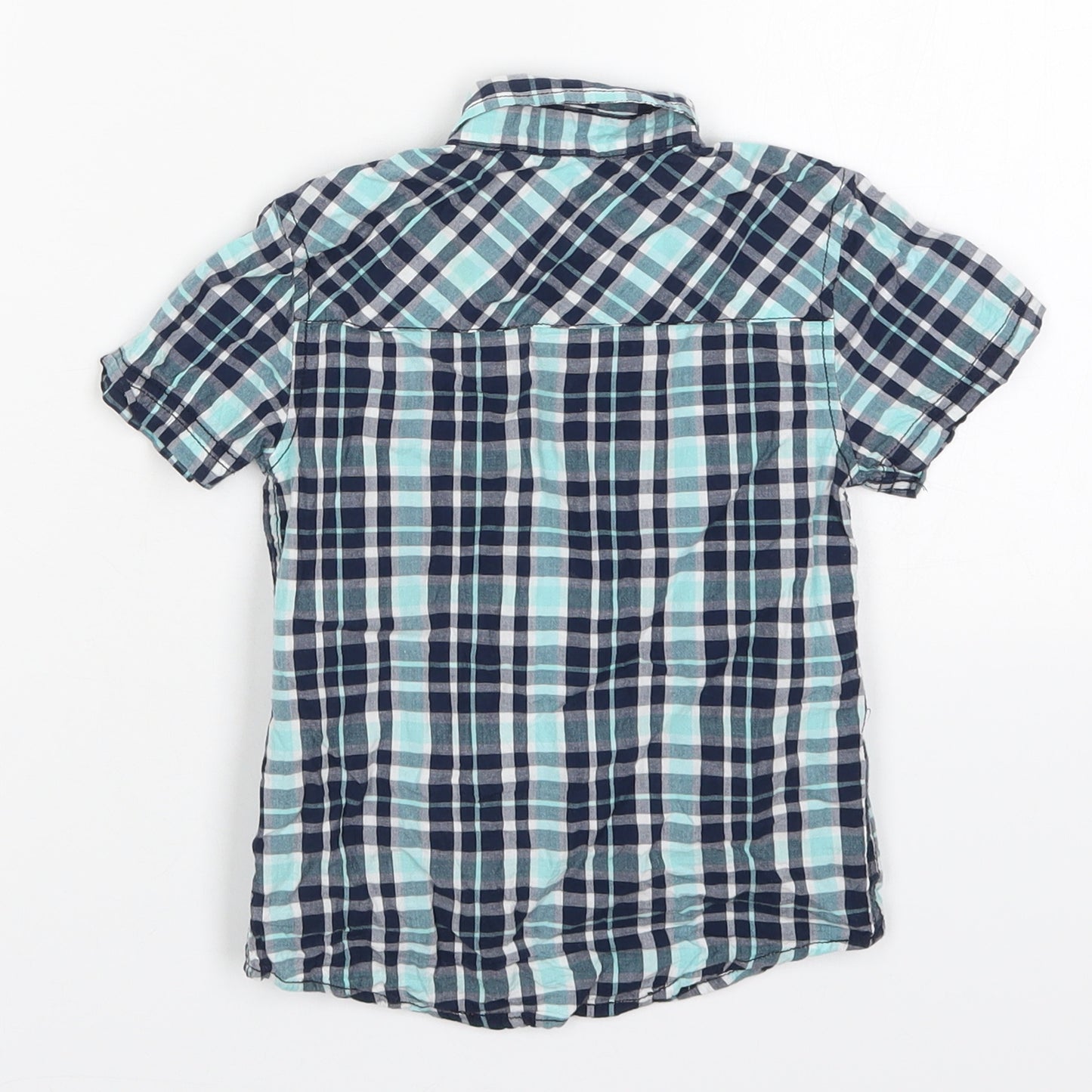 Primark Boys Blue Check Cotton Basic Button-Up Size 2-3 Years Collared Button
