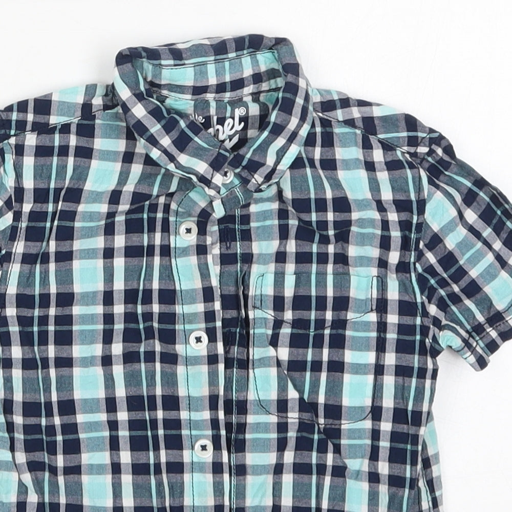 Primark Boys Blue Check Cotton Basic Button-Up Size 2-3 Years Collared Button