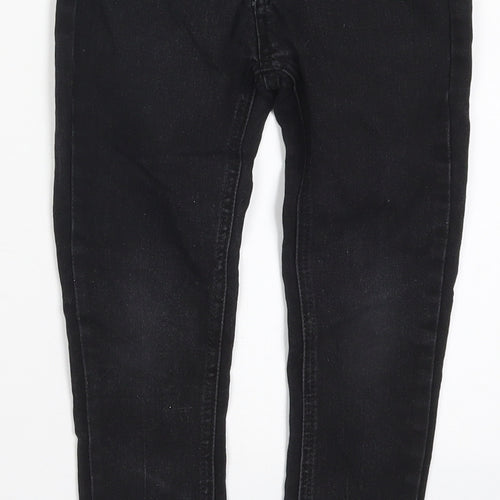 Denim Co Girls Black  Cotton Skinny Jeans Size 6-7 Years  Regular Button