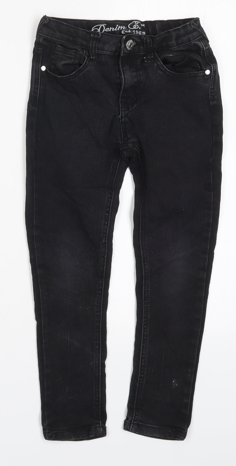 Denim Co Girls Black  Cotton Skinny Jeans Size 6-7 Years  Regular Button
