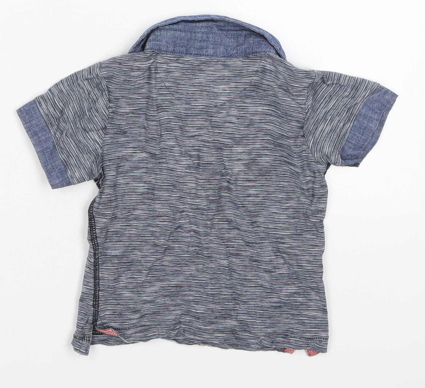 Primark Boys Blue Striped Cotton Basic Polo Size 2-3 Years Collared Pullover