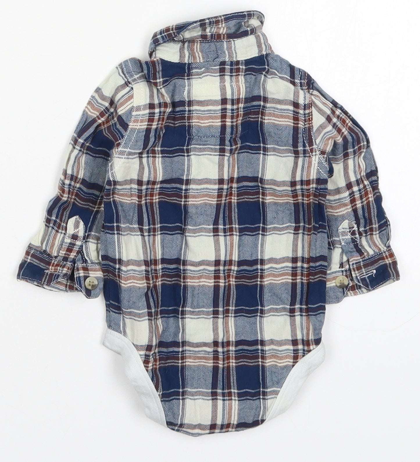 Early Days Boys Blue Check Cotton Babygrow One-Piece Size 3-6 Months  Button